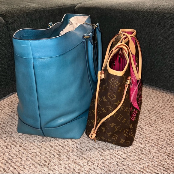 COACH BLEEKER TEAL BLUE LEATHER LARGE WEEKENDER TOTE BAG EUC - Picture 8 of 8